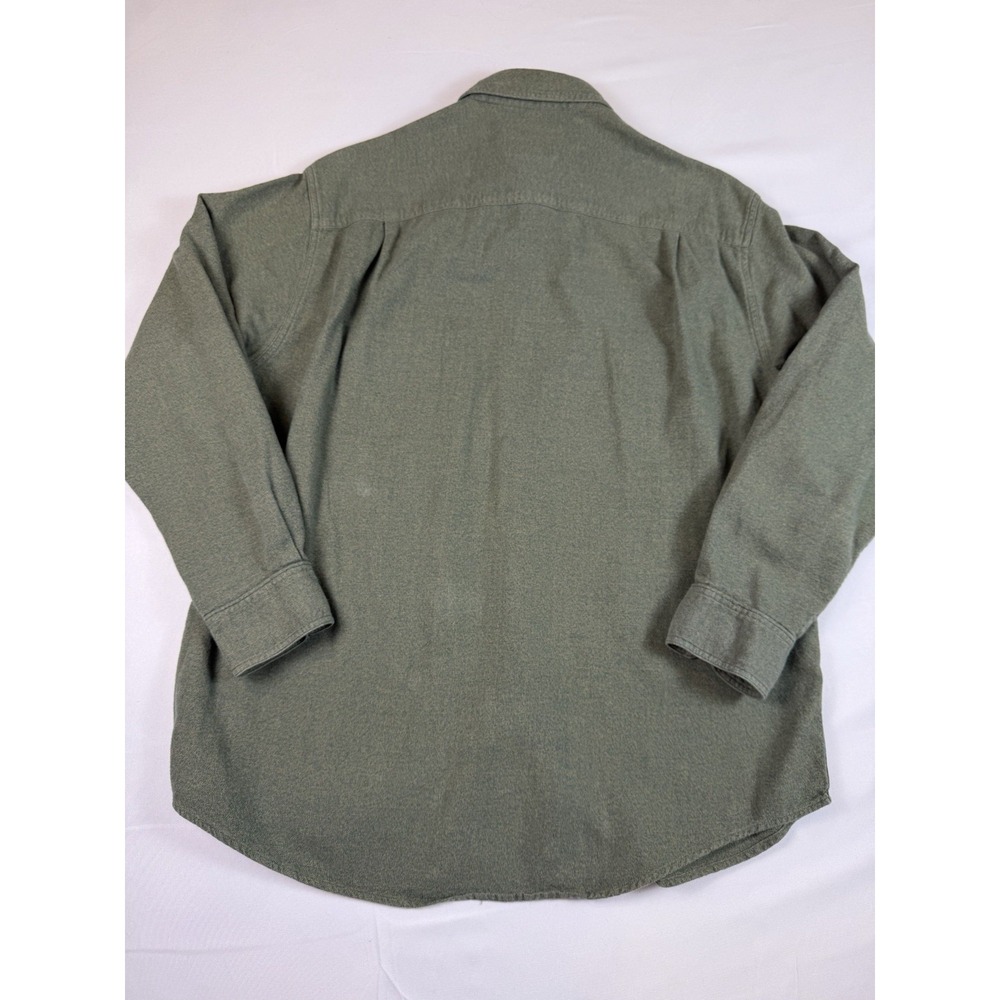 Woolrich Green Flannel Button Down Shirt Gorpcore‎ Cabin Heritage Long Sleeve Lg - Picture 7 of 8